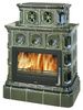 Печь-камин ABX Karelie EXclusive, кафельный цоколь, зеленая
