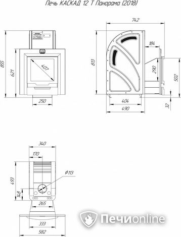 Дровяная банная печь Теплодар Каскад-12 Т Панорама (2018) в Иркутске