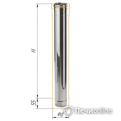Дымоход Феррум Дымоход нержавейка 08 d-115 L=1м в Иркутске