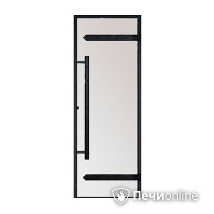 Дверь для бани Harvia Стеклянная дверь для сауны LEGEND 7/19 черная коробка сосна сатин D71905МL в Иркутске