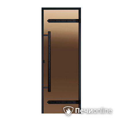 Дверь для бани Harvia Стеклянная дверь для сауны LEGEND 8/19 черная коробка сосна бронза  D81901МL в Иркутске